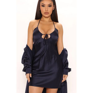 *NWT* Fashion Nova Blue Satin Dress Set Size Medium